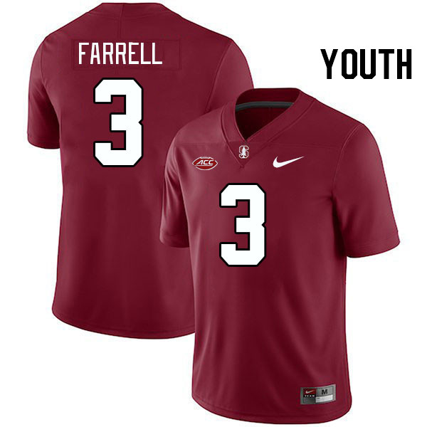 Youth #3 Bryce Farrell Stanford Cardinal 2024 ACC Conference College Football Jerseys Stitched-Cardi